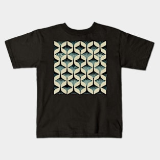 Blue and Beige Retro Pattern Geometric Design - Abstract Kids T-Shirt